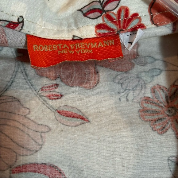 Roberta Freymann 100% Cotton Floral Blouse Size L - Picture 9 of 10